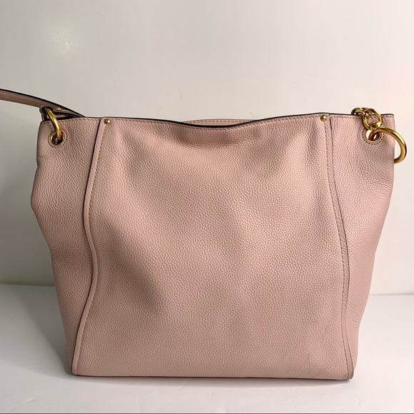 Tory Burch Everly Hobo Bag Shell Pink Pebbled Leather Purse Medium - Picture 4 of 14